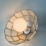 Vintage mother-of-pearl and brass pendant lamp