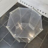 Octagonal side table in transparent plexiglass from the 70s