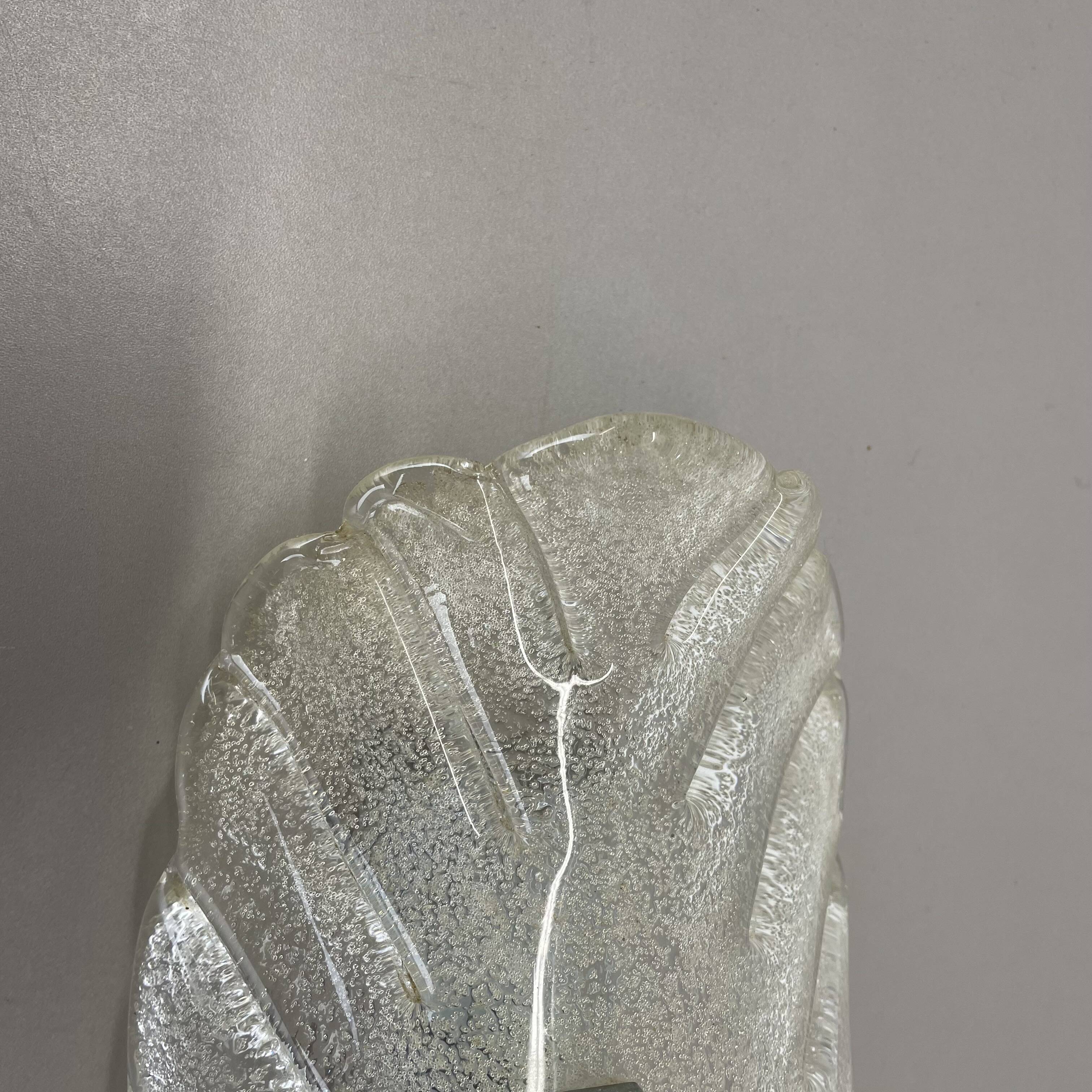 Large Wall Light from Murano Ice Glass, 29cm, Sölken Leuchten Germany, 1970
