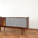 Enfilade Op-Art Mid-Century en Noyer Peint à la Main de Bytomskie Fabryki Mebli, 1960s.