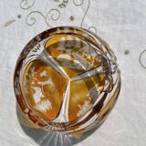 Magnificent Vintage Bohemian Ashtray in Cut Crystal of Yellow Orange