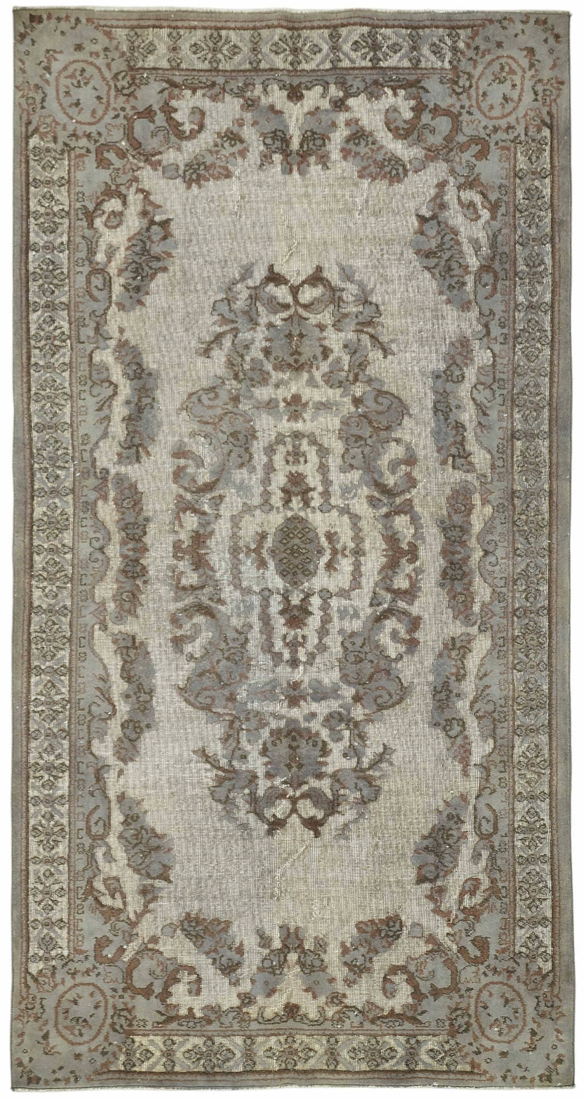 Overdyed Wool Vintage Handmade Carved Rug 150 cm x 285 cm