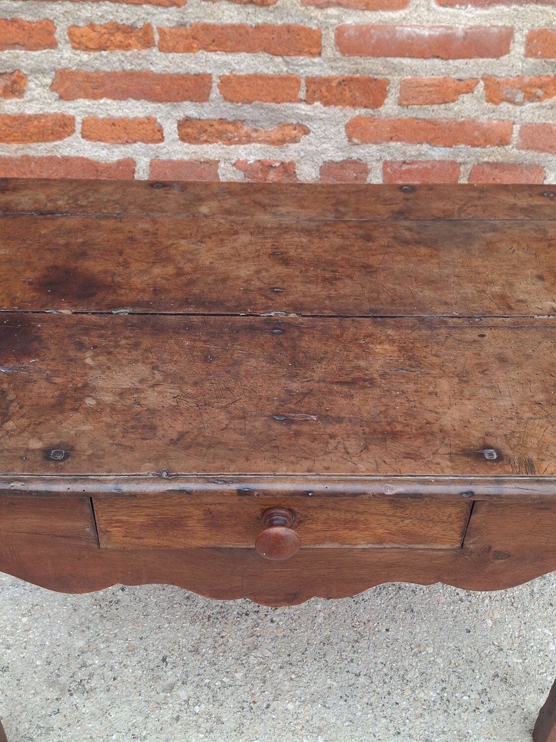 rustic Louis XV coffee table solid walnut 18th century