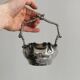 Antique sugar bowl or small sauce boat in patinated silver metal