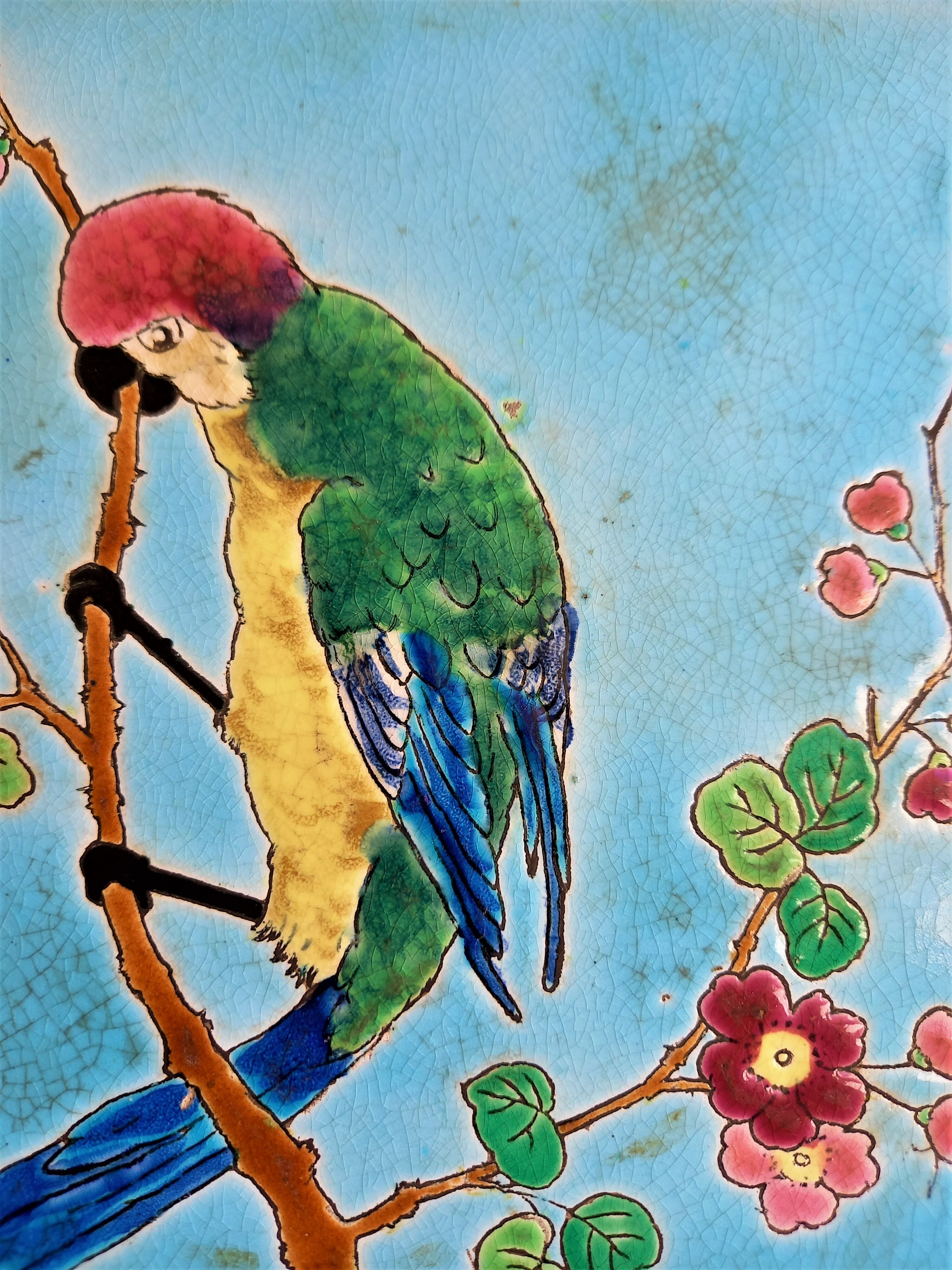 1920s musical underpants with Longwy enamels, parrot decoration