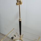 Leather-covered brass table lamp by Jacques Adnet 1950s