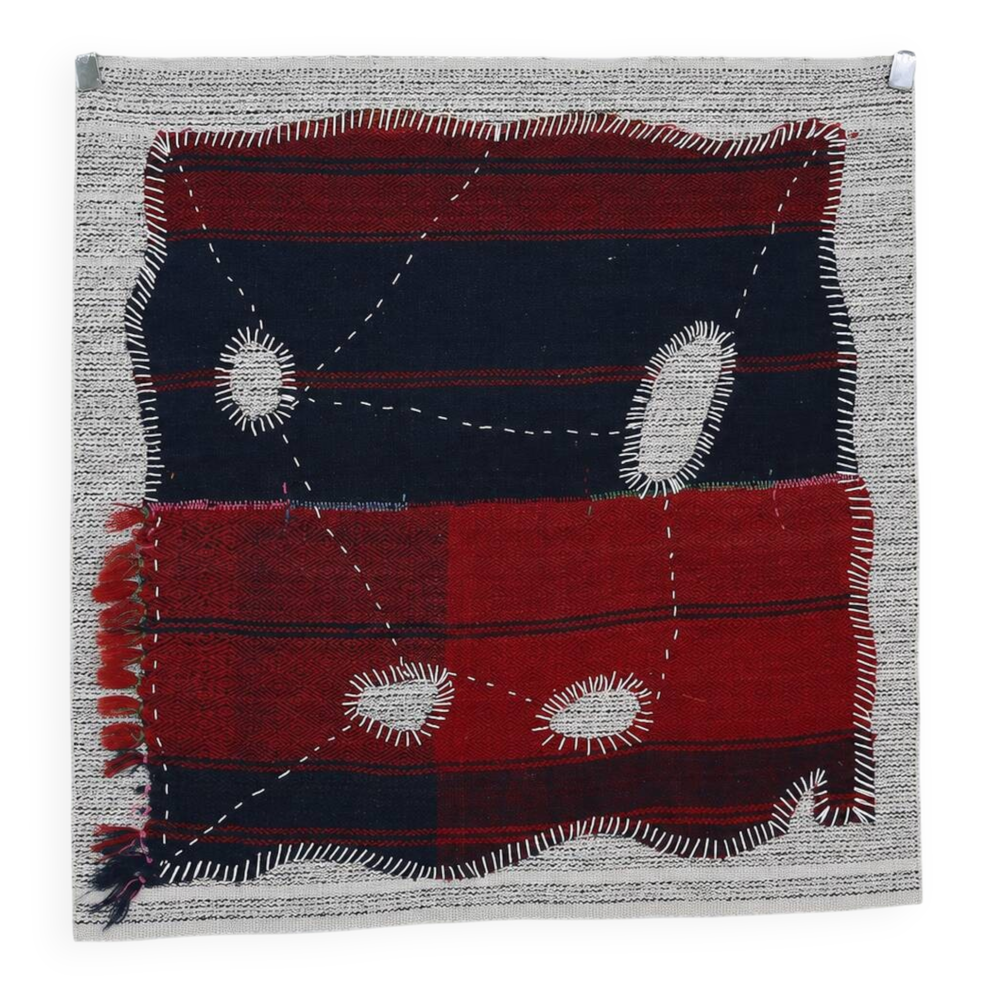 Hand Woven Tribal Wall Hangin, Boho Textile Art, 103x106 Cm