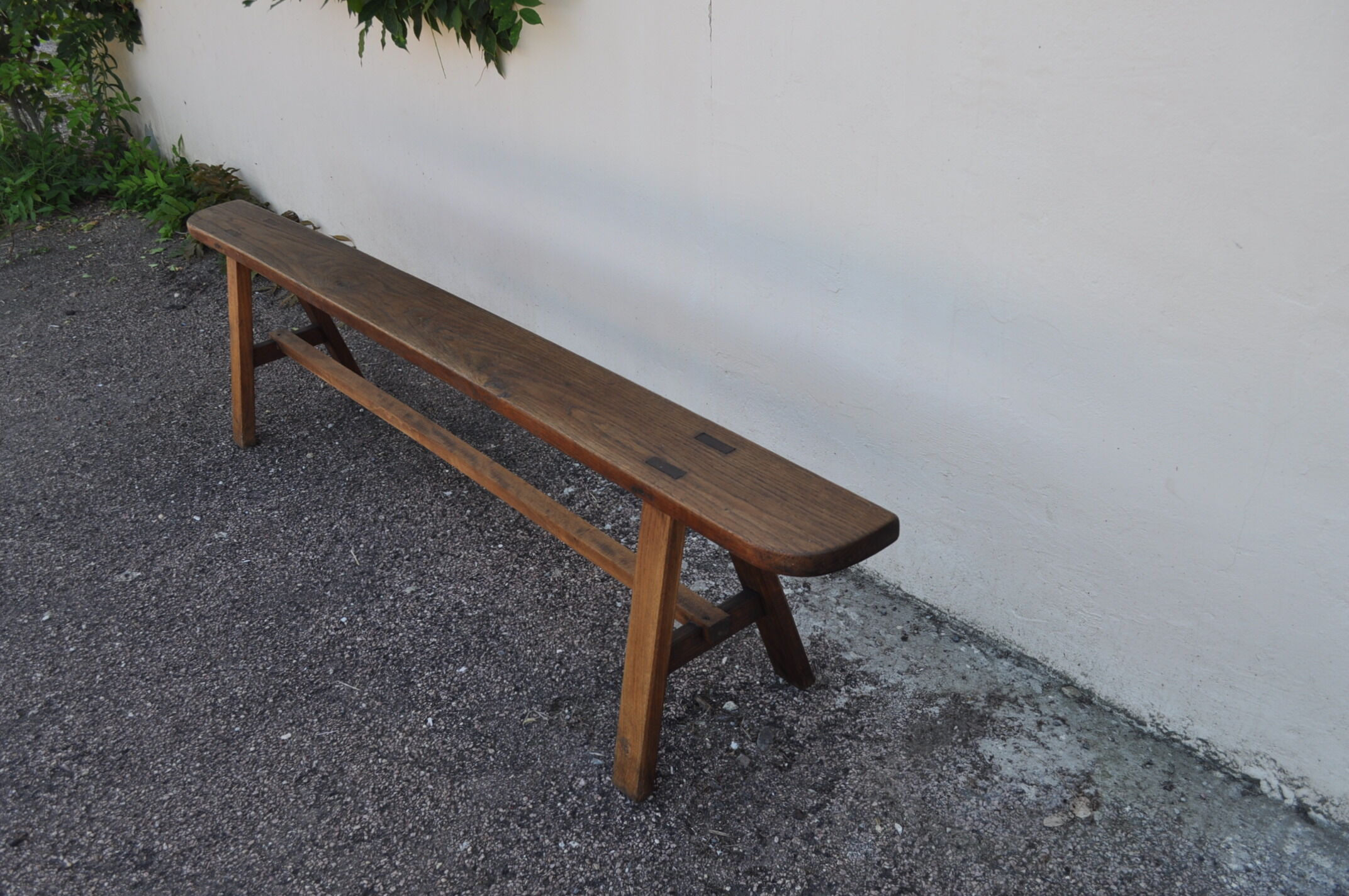 Rustic oak bench.