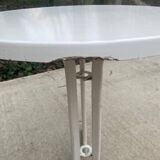 Table de bistrot ronde bois et acier blanc pied central  tulipe 60cm