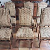Six French Os De Mouton Style Dining Chairs in Carved Wood