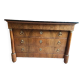Commode 4 tiroirs style Empire en noyer blond, XIXème siècle