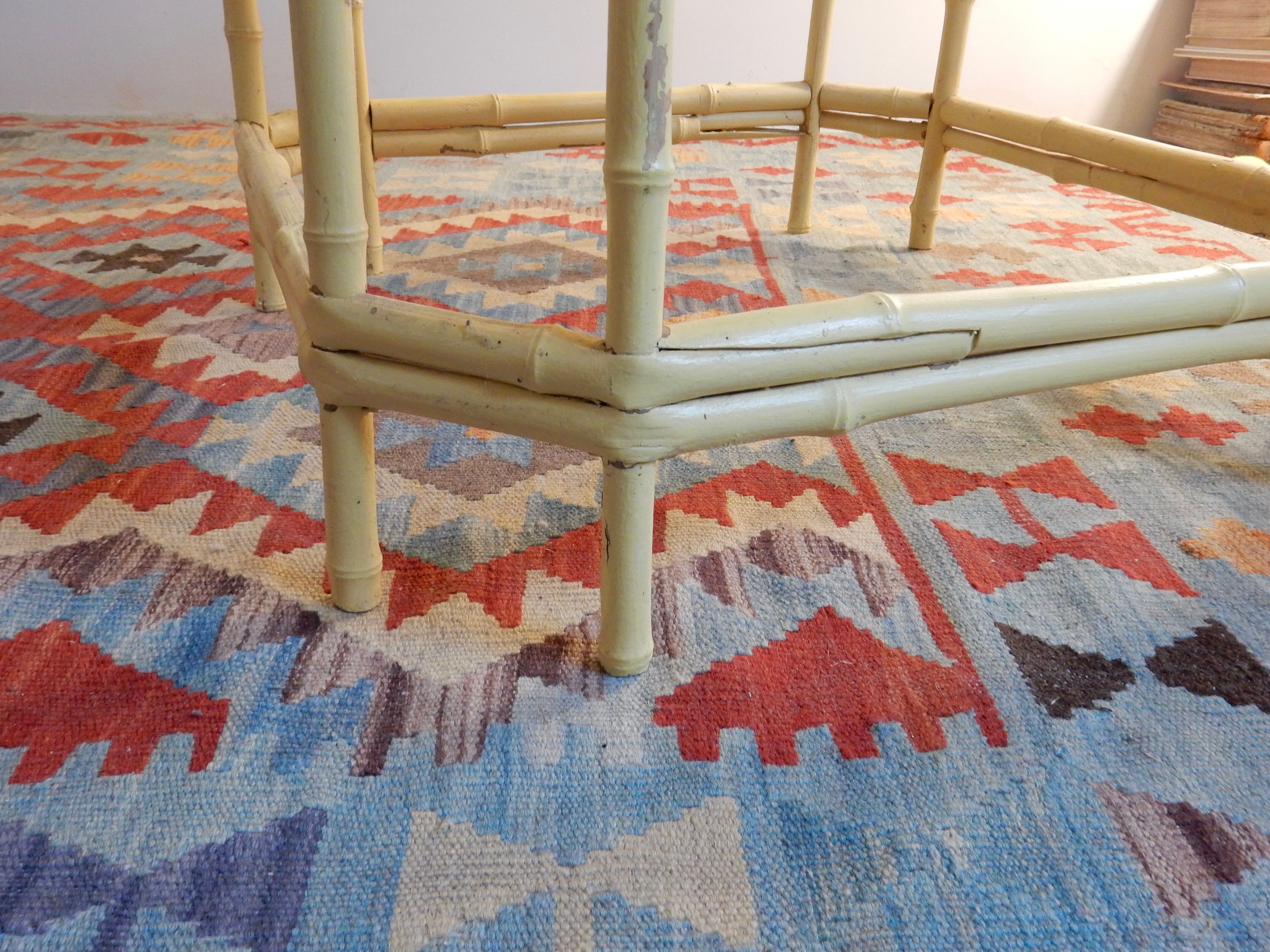 Bamboo coffee table painted yellow