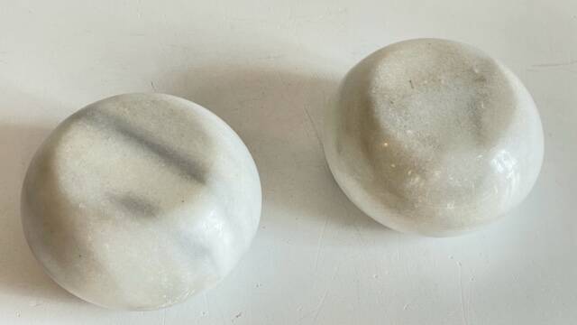 2 marble ball tealight holders from the 70s
