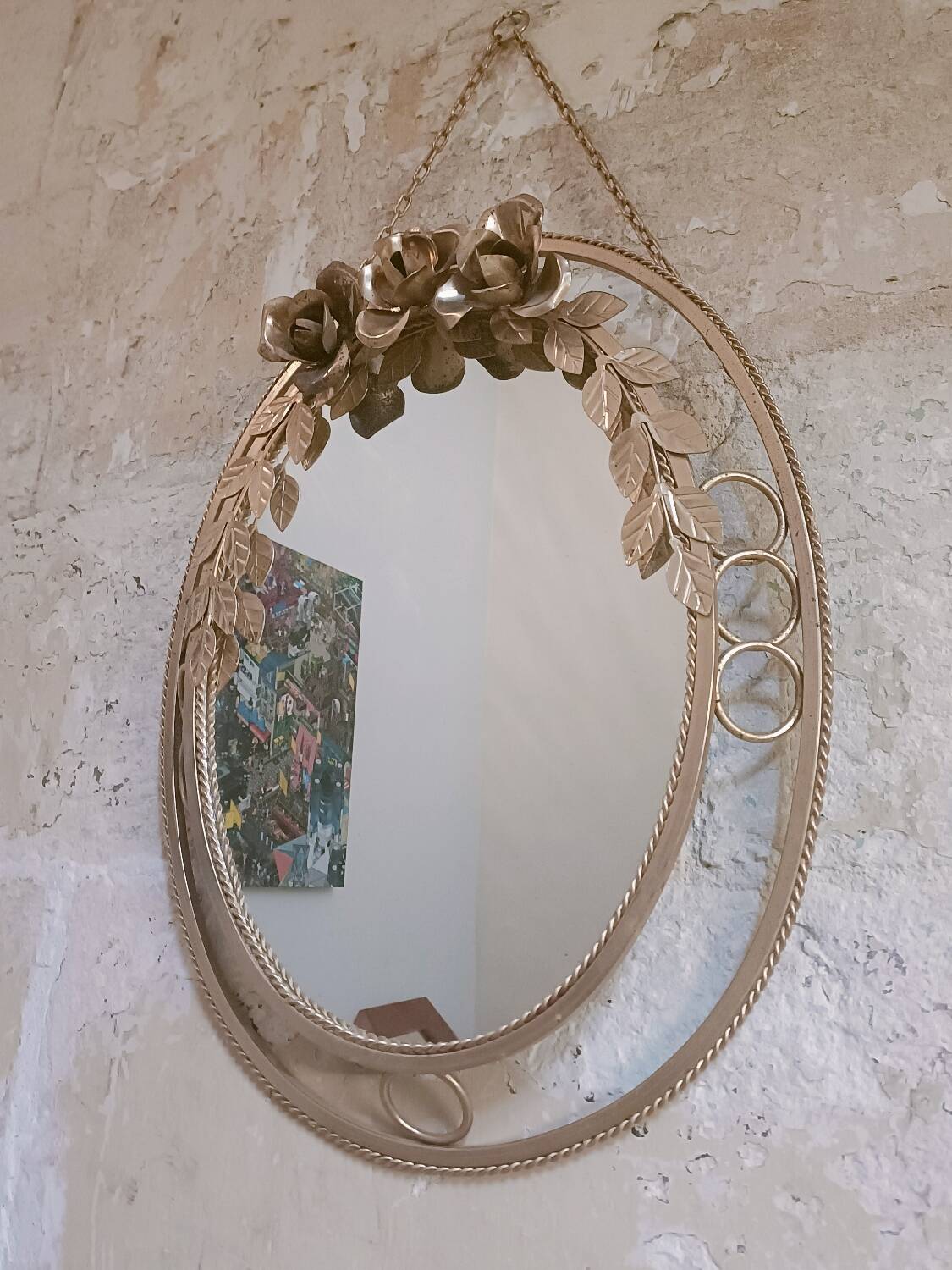 Vintage gold floral mirror