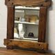 Vintage brutalist mirror in solid wood
