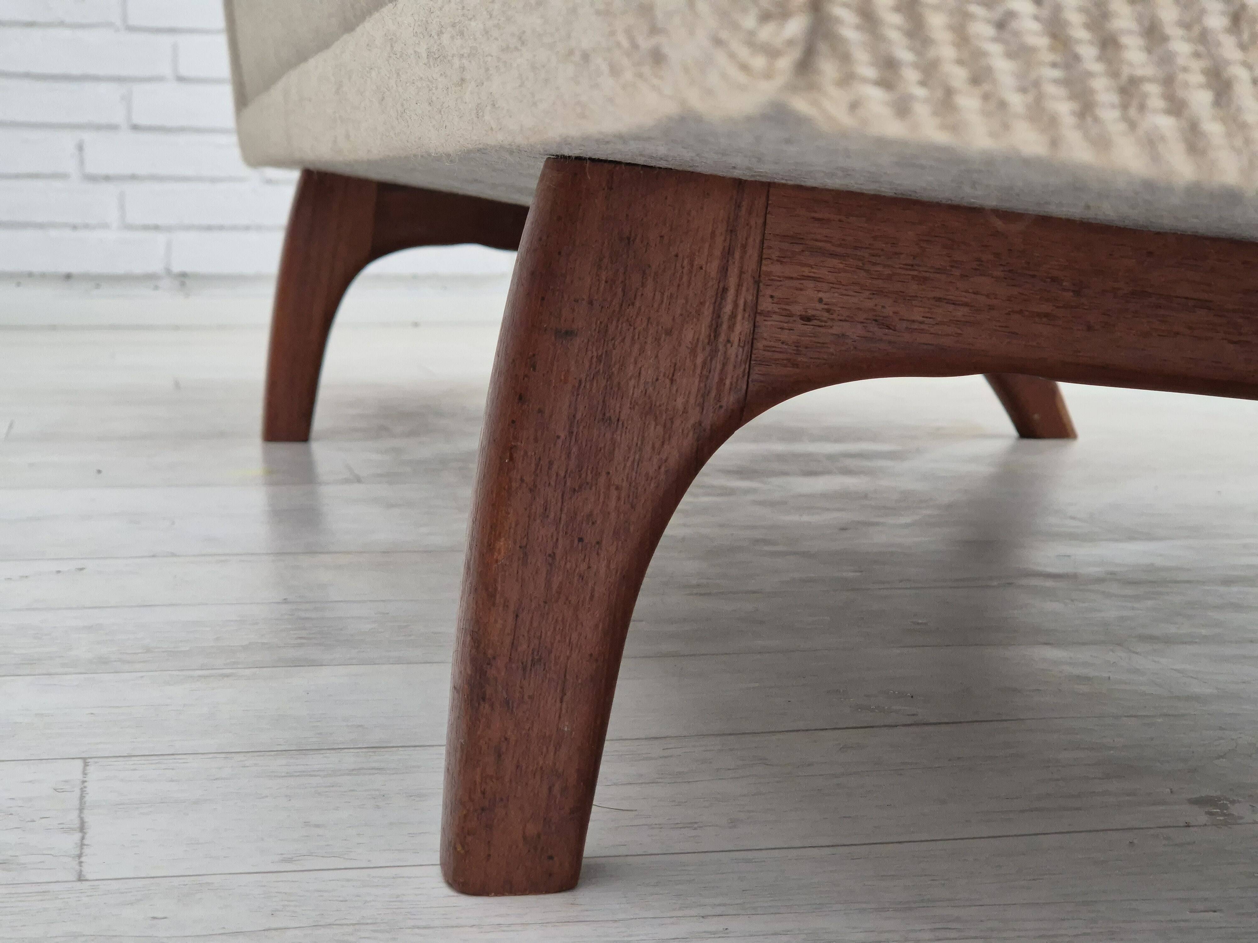 1970s, Danish 3 seater sofa, original condition, wool, teak wood.