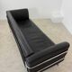 Old 3-seater sofa in tubular and black leather by Kébé, Denmark 1970s