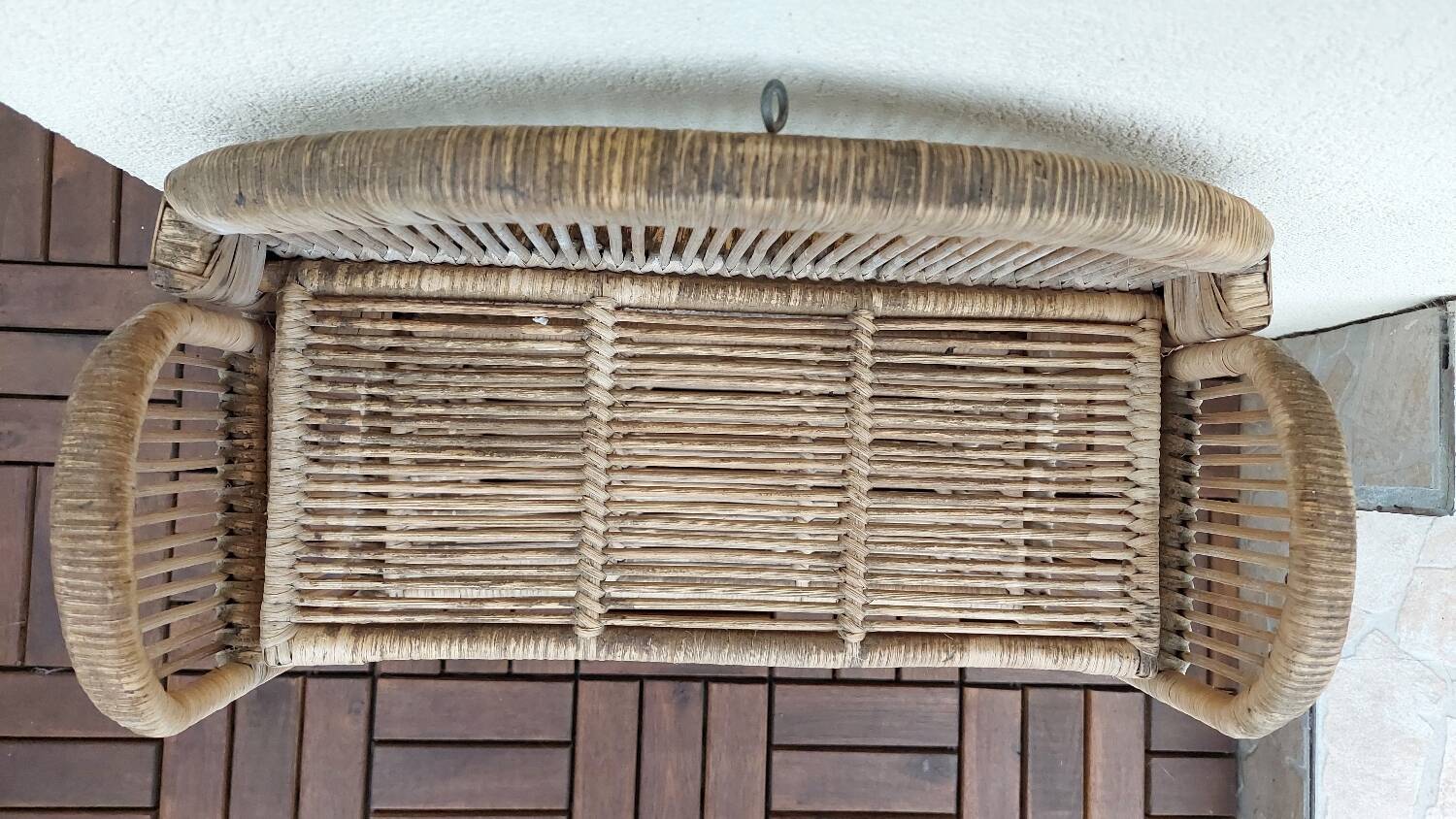 Vintage folding wicker furniture in its original condition