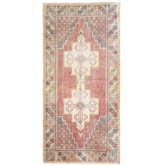 1970s Turkish Oushak Handmade Wool Cotton Pink Area Rug 127x276