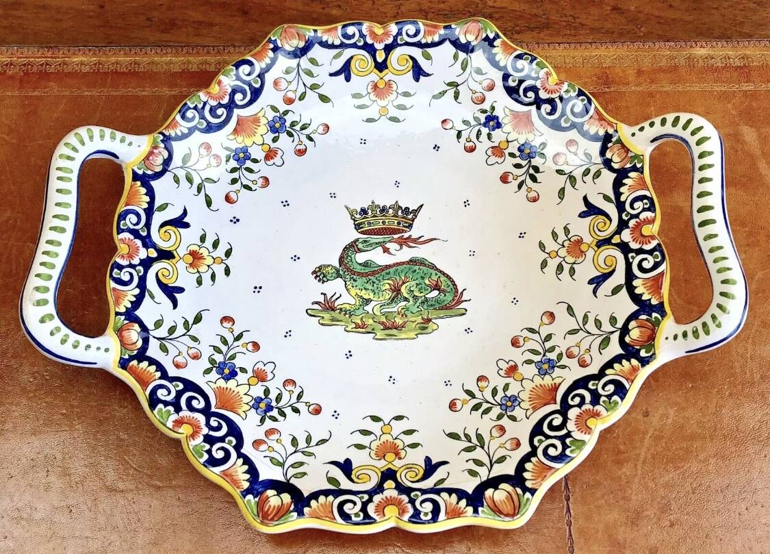 Antique Desvres Rouen fruit bowl, Blois François 1er model