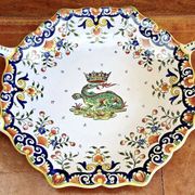 Antique Desvres Rouen fruit bowl, Blois François 1er model