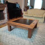 Blue stone and old teak table