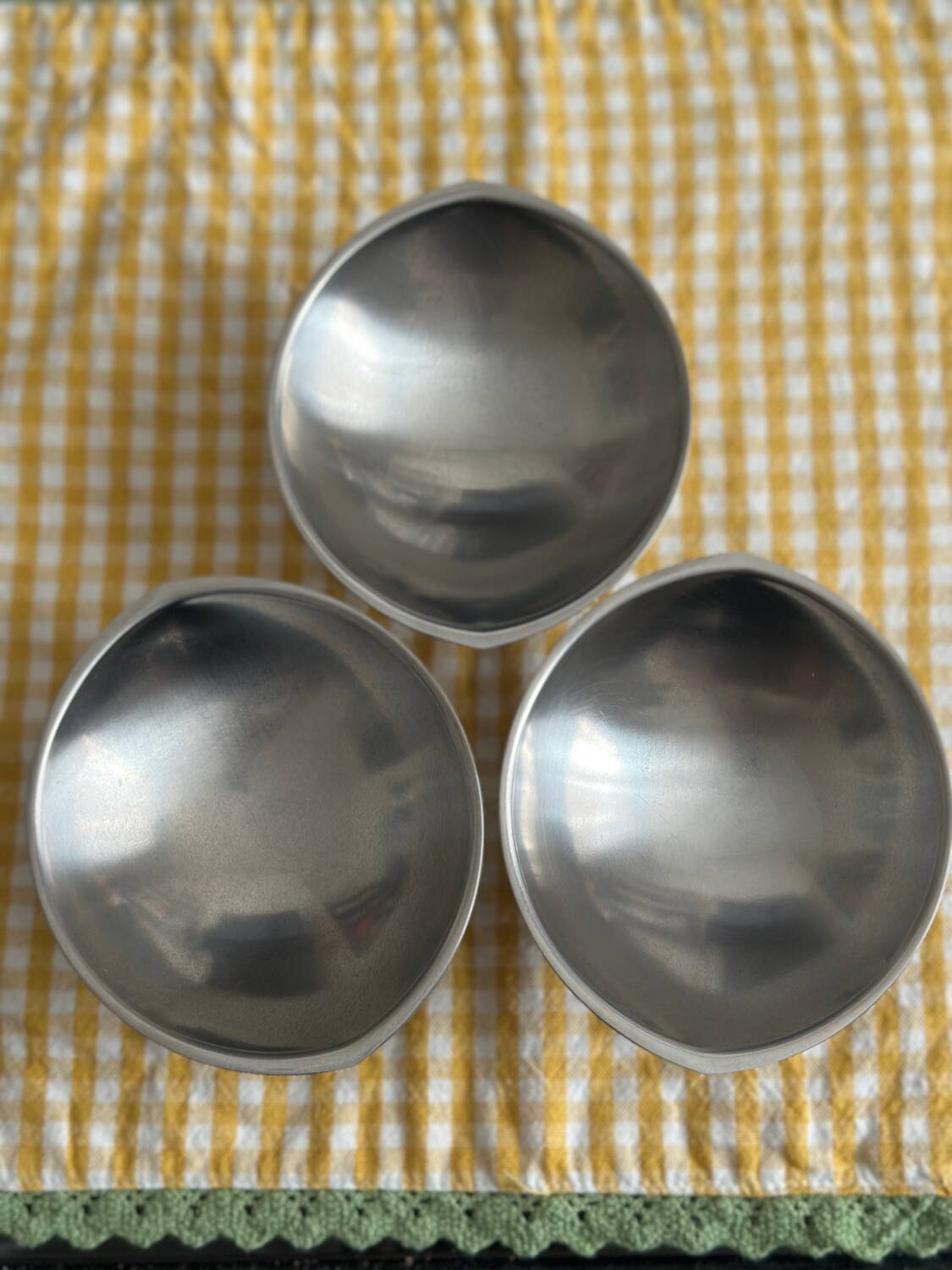 3 vintage Guy Degrenne stainless steel ice cream cups