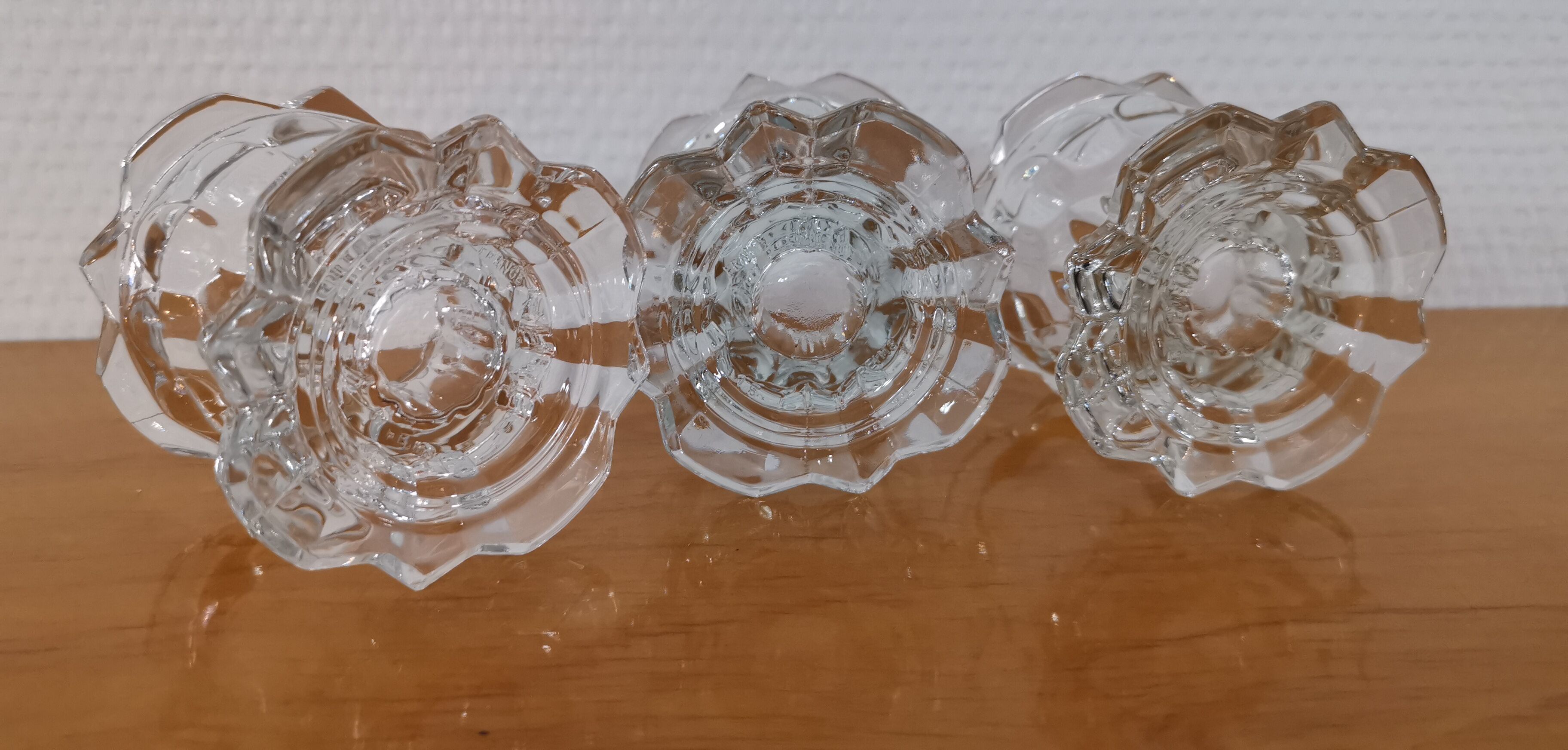 3 Reims glass candle holders France 1970s