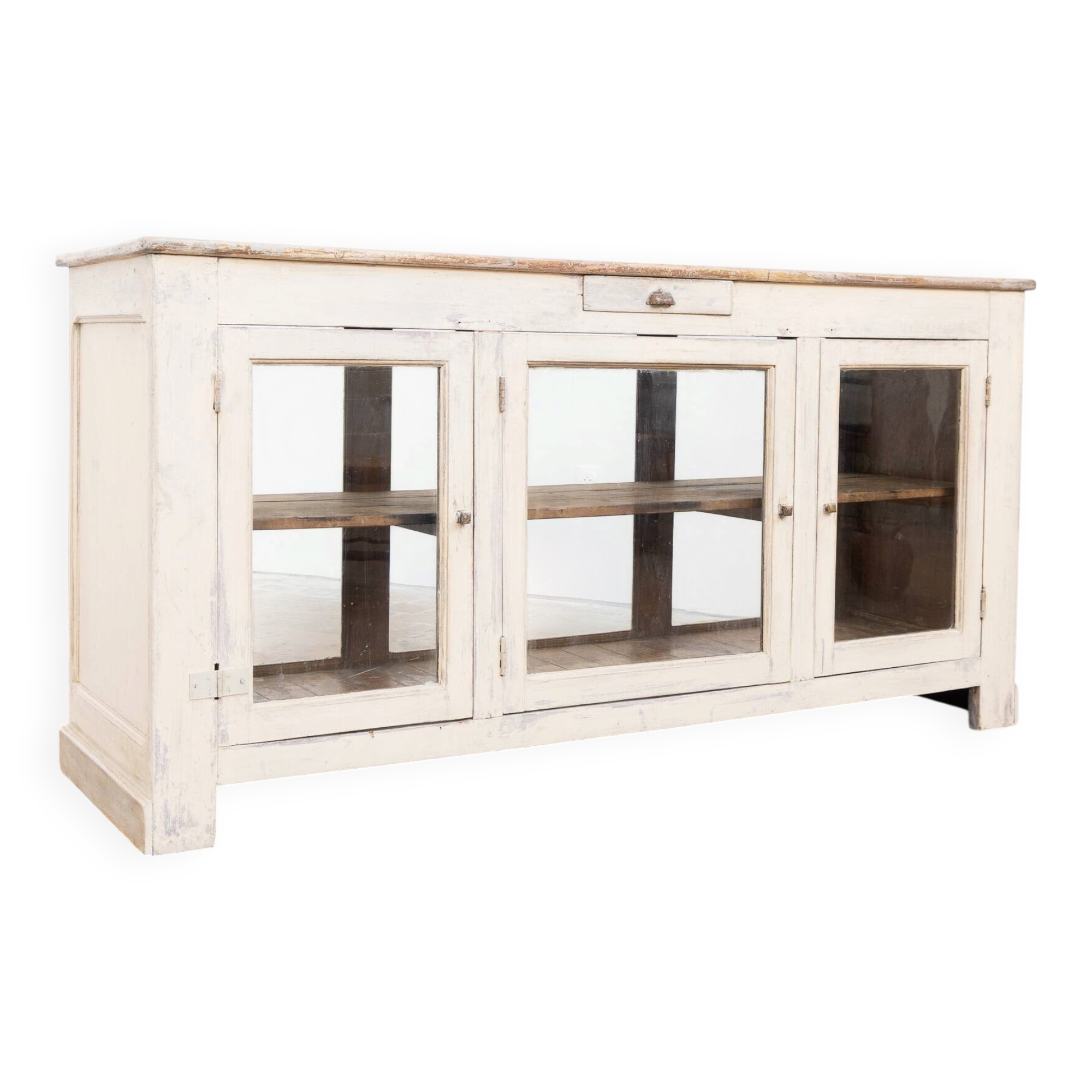 Ancien comptoir vitrine en bois peint – début XXe siècle