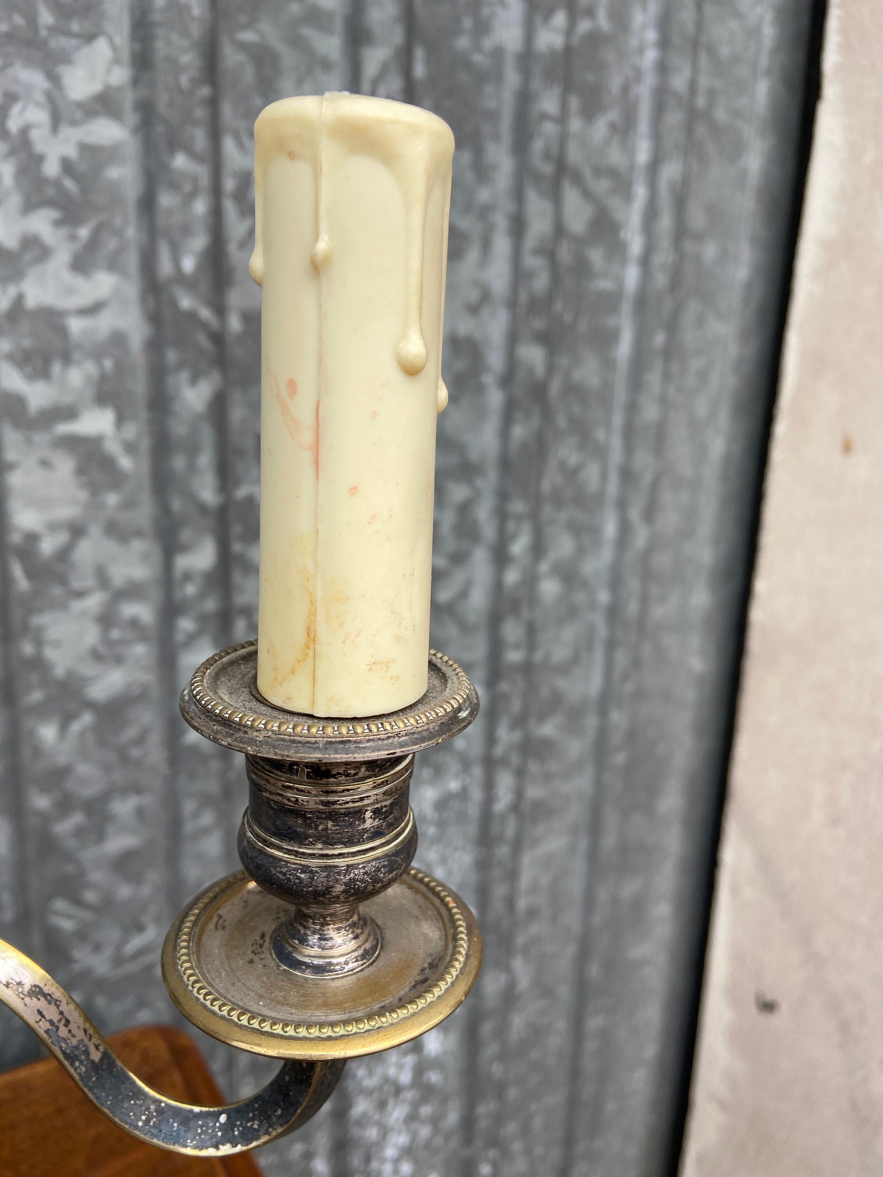 Pair of candlesticks girandoles Louis XVI silver empire