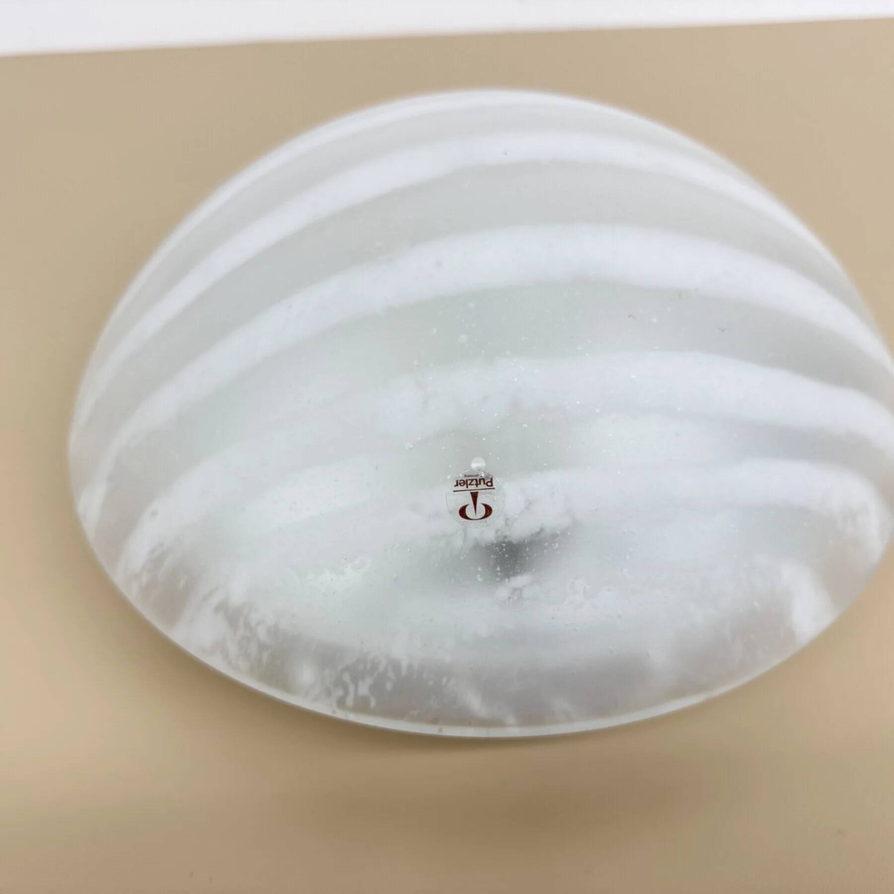 Peil & Putzler glass flush mount / wall lamp 'zebra', 1970s Germany