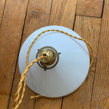 Ancienne suspension vintage en opaline blanche
