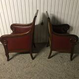 Pair of mahogany Empire Bergère armchair