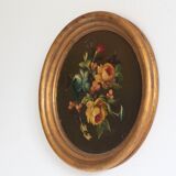 Set of 3 paintings bouquet of flowers