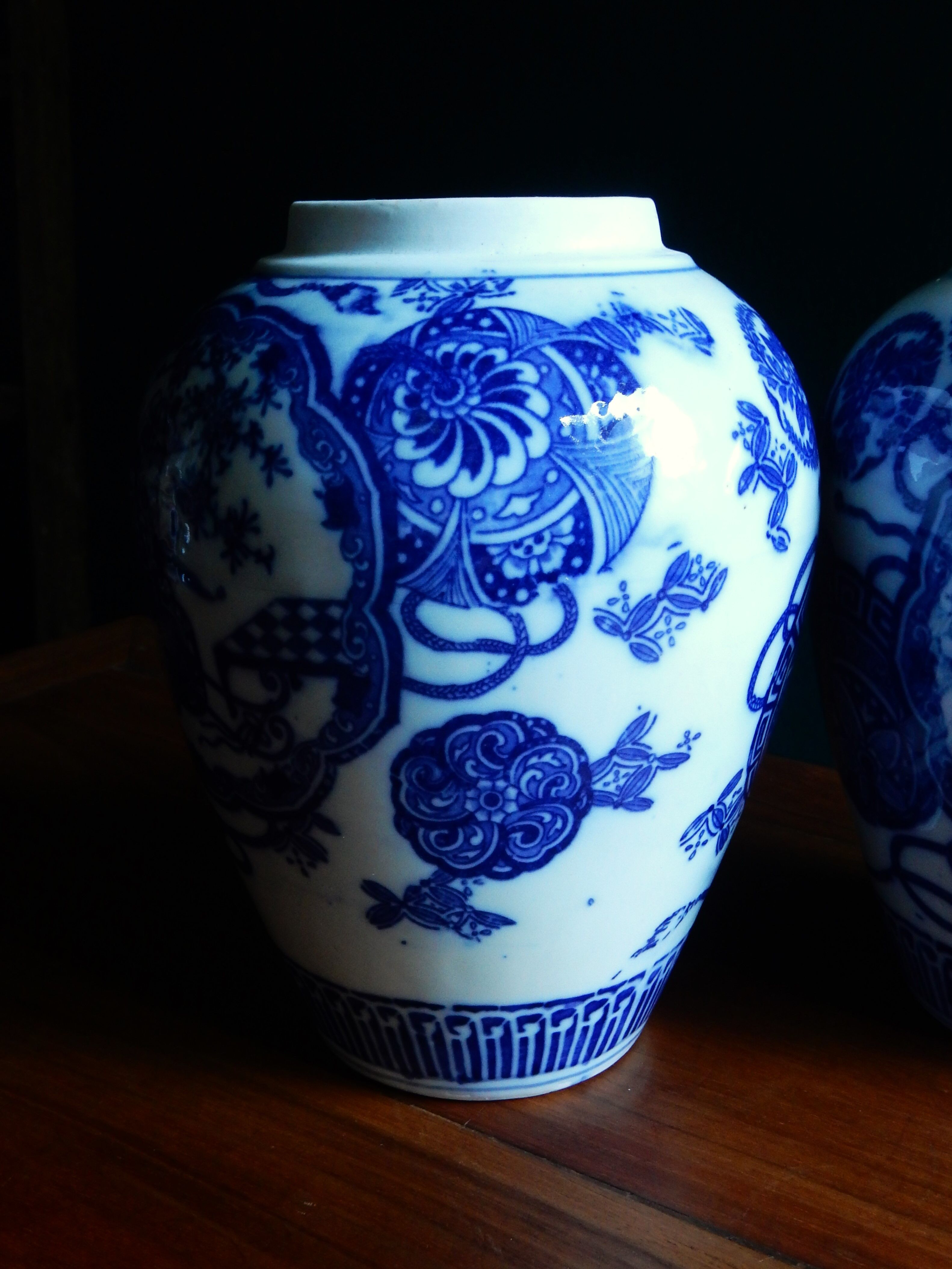 Pair of blue and white chinese vases