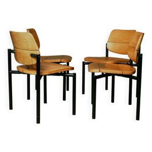 4 chaises en hêtre & - acier