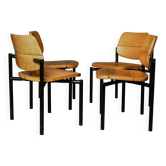 Martin Stoll - Set of four chairs in beech and black steel - c. 1980 - DE