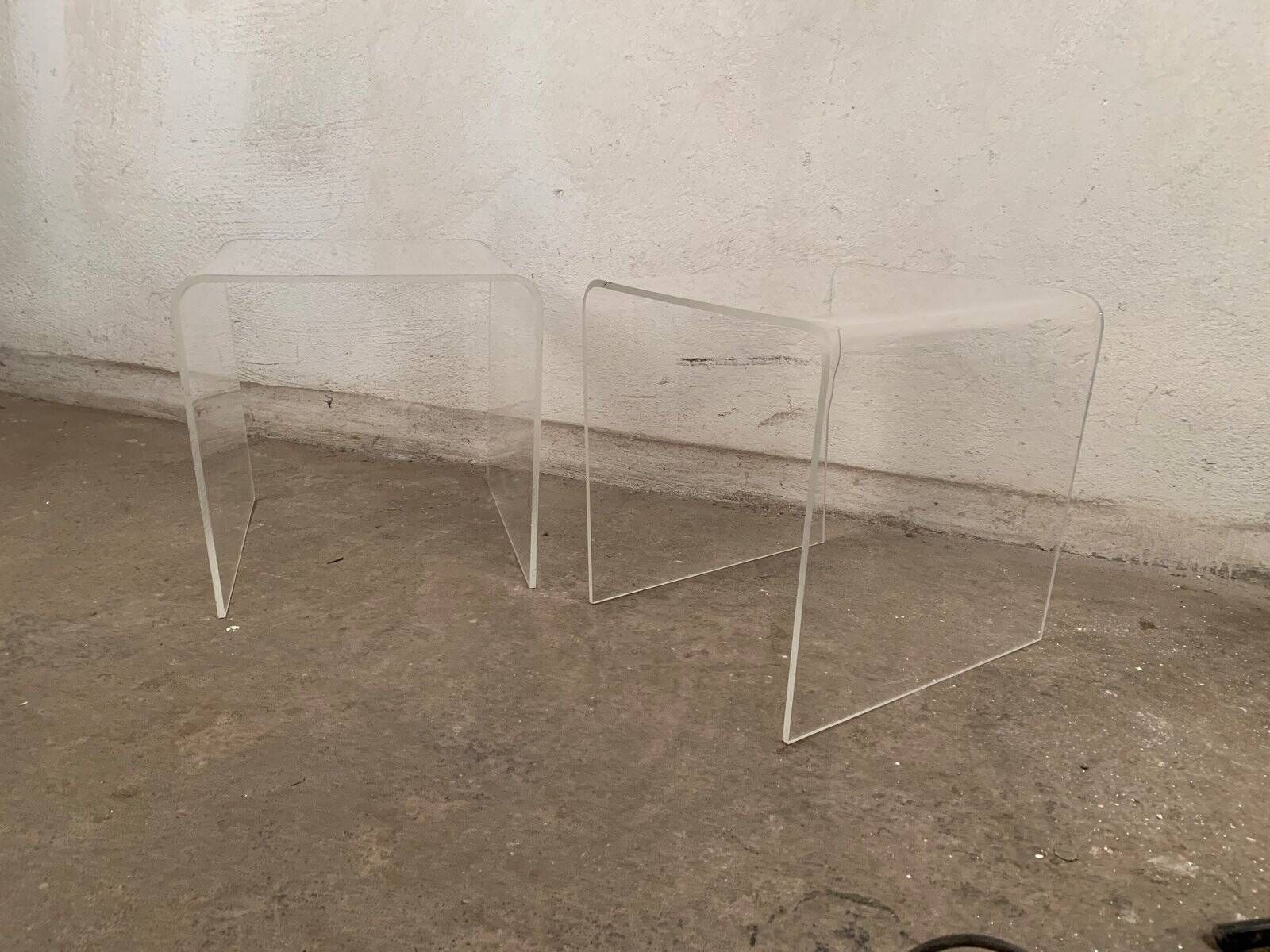Vintage side tables in acrylic, 1970s, set of 2