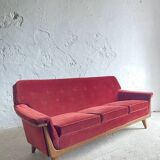Mid-century modern three-seater velvet sofa, Swedish 1950s–1960s