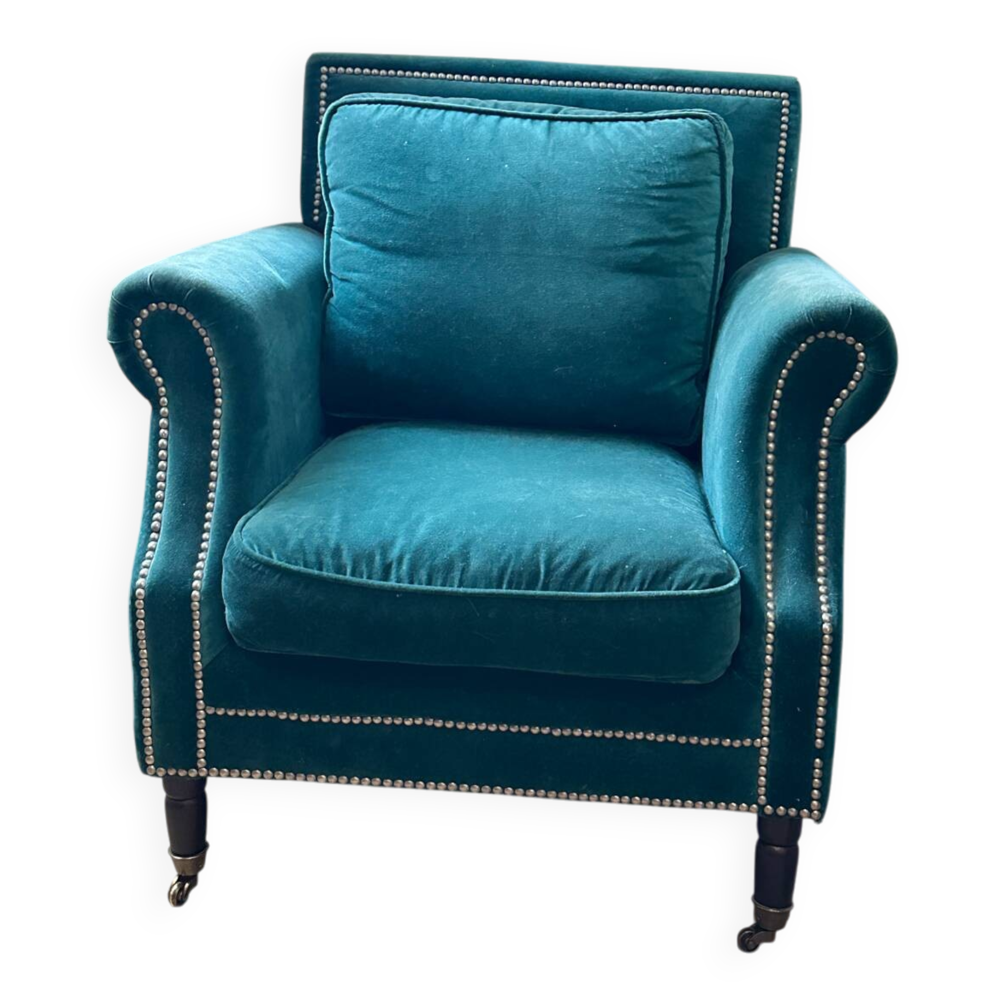 Chedderfield velvet studded armchair