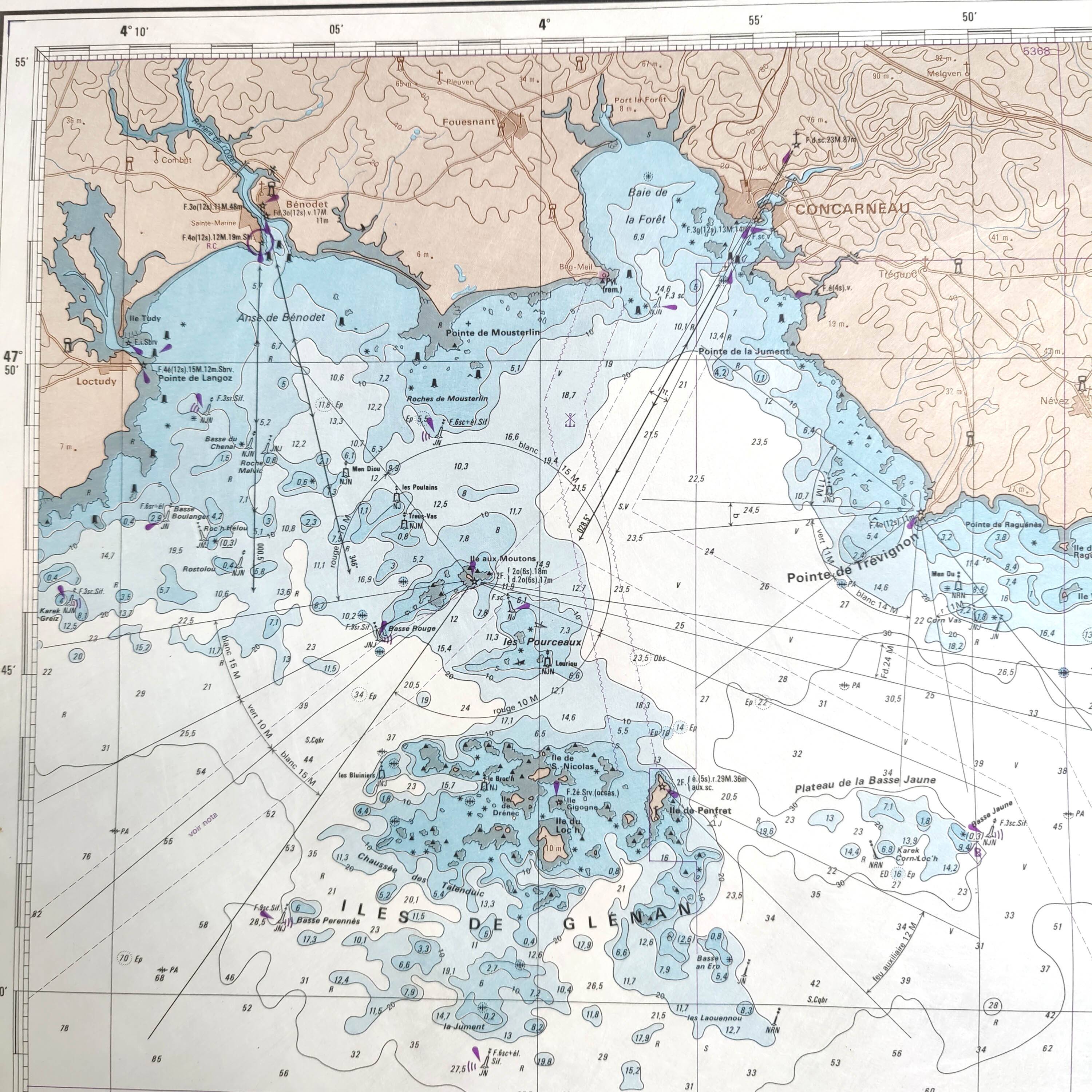 Map of Finistère and Morbihan, west coast of France