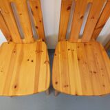 Set of 4 vintage pine chairs from the 70s and 80s
