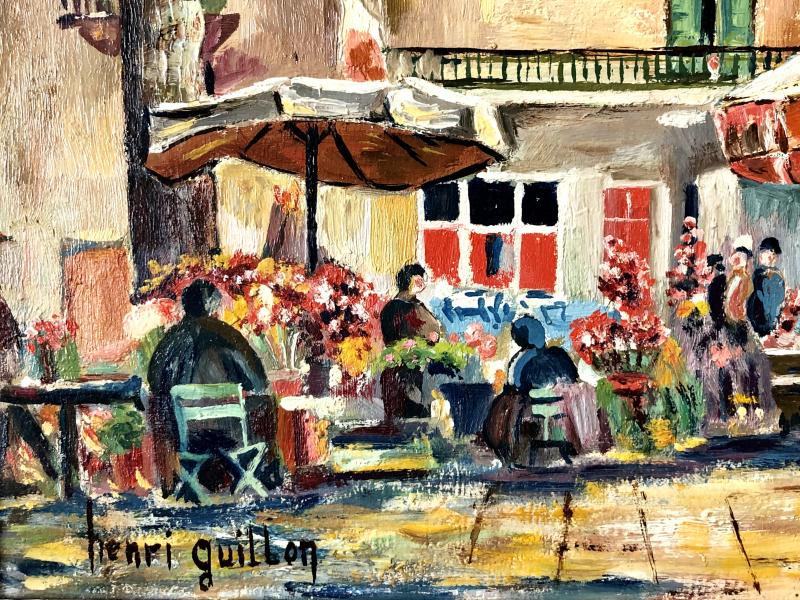 Tableau marché aux fleurs à Menton Henri Guillon