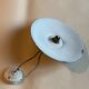 Vintage lampshade in green enamelled sheet metal and porcelain cord and platinum