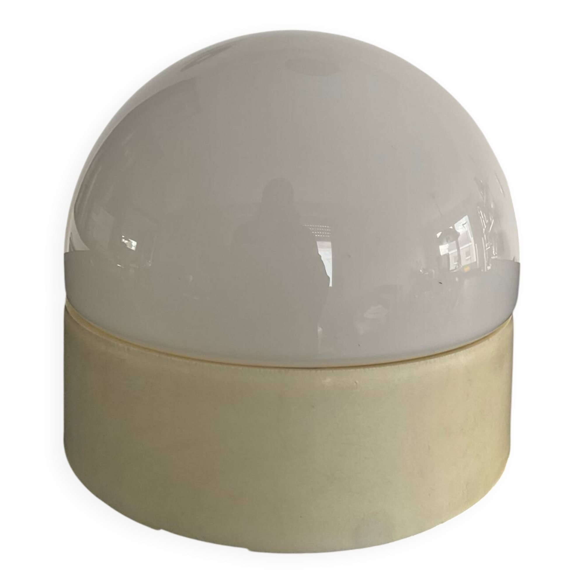 Vintage 1970s opaline glass globe wall sconce