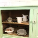 Low green patinated furniture