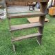 Rustic grey pine library, vintage open shelf 1920s, 85x27x137 cm