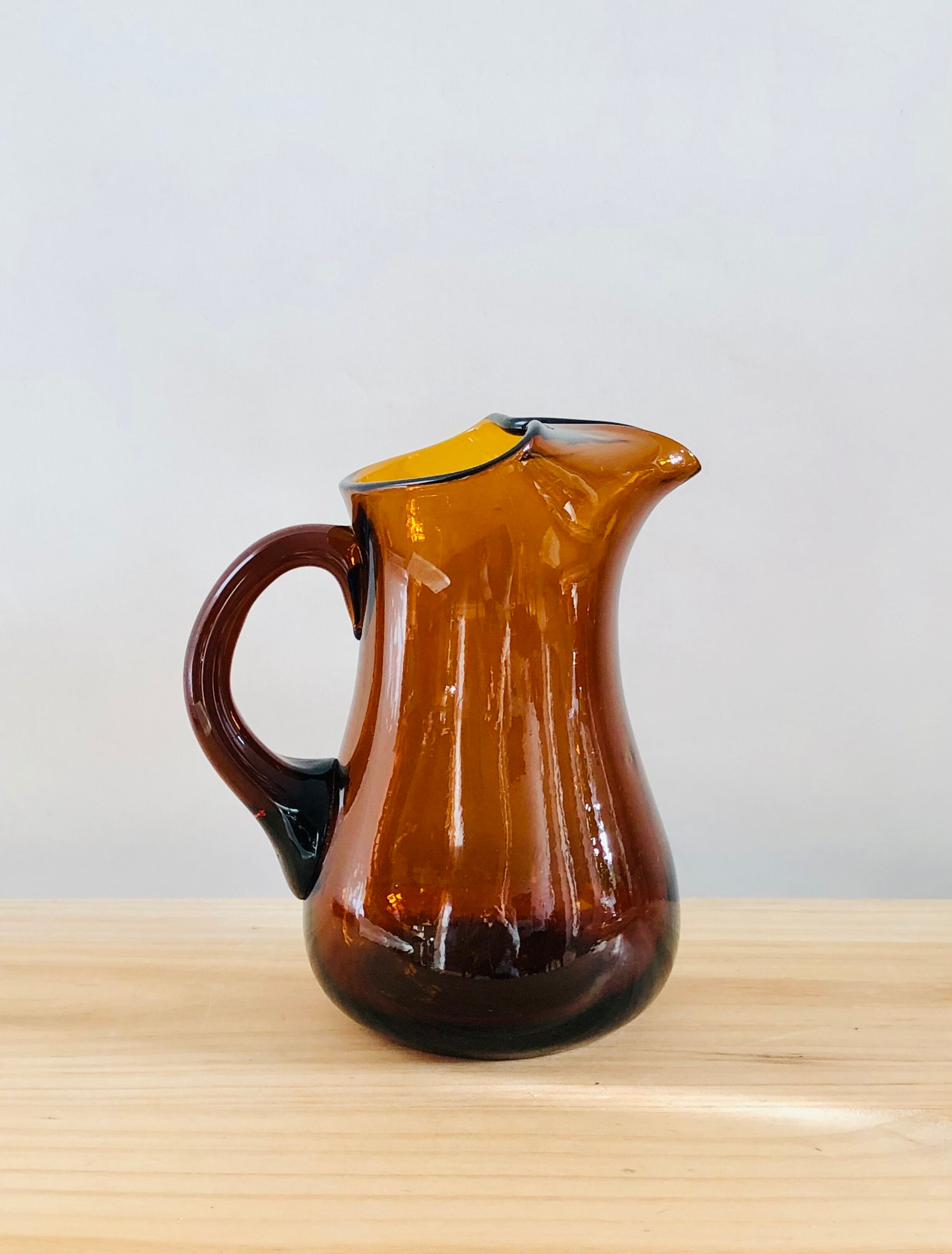 Vintage amber blown glass decanter