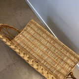 Vintage rattan wicker chest bench