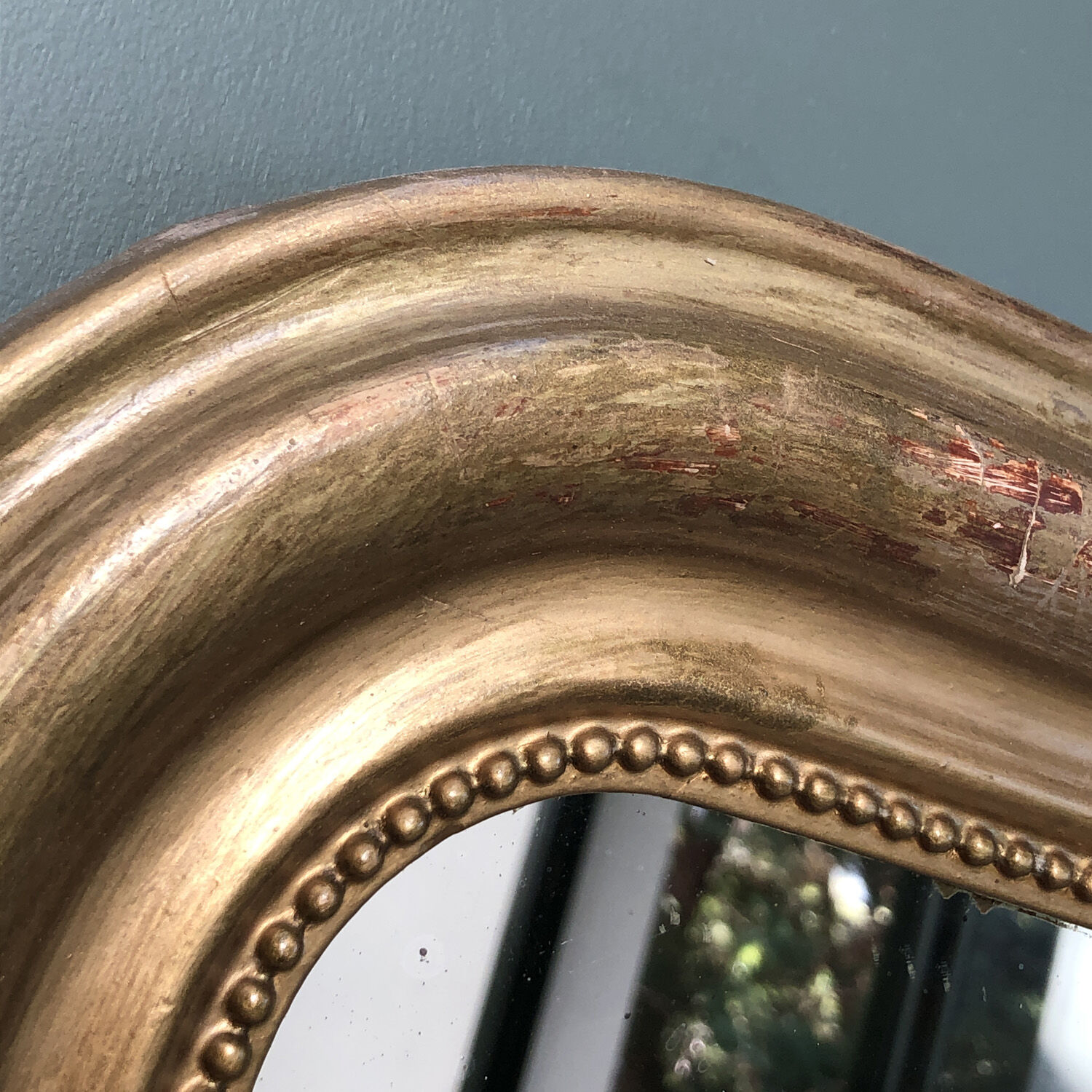 Antique gilded stucco fireplace mirror 52x64cm